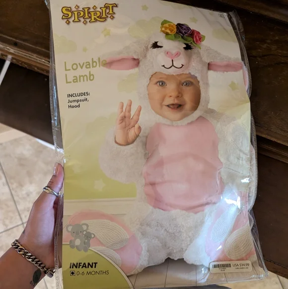 Baby White and Pink Lamb Costume | size: 0-6 Months - Picture 2 of 4